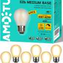 Vintage LED Edison Short Small Light Bulb 40W Dimmable E26 Globe 2700K Soft white Frosted 40 Watt Warm Standard Medium Base G45 Bulbs Ideal for Ceiling Fan,Vanity Light,Table Lamp Create Cozy Ambiance (6 Count (Pack Of 1))