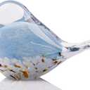 WUBIANJIE Hand Blown Glass Bird Statue Collectible Animal Art Paperweight, Living Room Bedroom Bookshelf Coffee Table Small Ornaments Shelf Home Decoration (Blue)