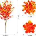 Ivydale Artificial Flowers for Outdoor Spring Decoration, 12 Bundles Eucalyptus Fake Plants UV Resistant, Faux Flowers Plastic Greenery Bushes Shrubs for Home Porch Outside Decor (Fall)