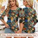 Blingfit Womens Tops 3/4 Length Sleeve Dressy Casual Shirts Bell Sleeve Front Pleated Fasion Trendy Summer Blouses 2026 (M)