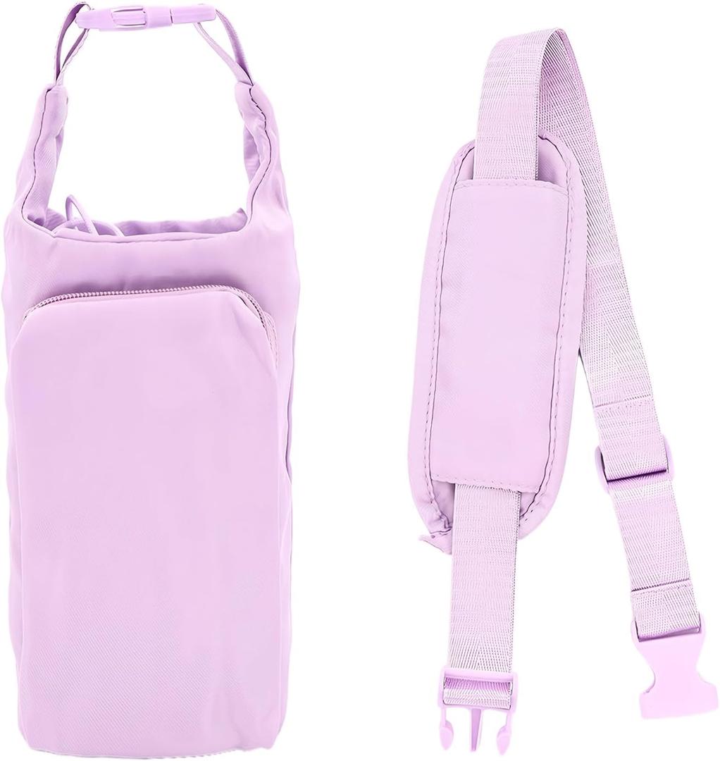 Water Bottle Holder with Strap - Stylish Water Bottle Carrier with Strap for Women, Hands-Free Water Bottle Sling in Trendy Purple