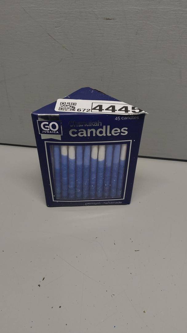 Chanukah Candles, Decorated Ombre Blue & White Hanukkah Candles Fits Most Menorahs, Premium Quality Wax for All 8 Nights of Hanukkah - Standard Size - 45 Count
