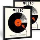 12.6x12.6 Vinyl Record Frame 2 Pack, Black Wooden Album Cover Display Frame with Tempered Glass Cover for Any 12 By 12 Inch Lp Record Cover