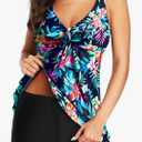 Yonique Women 2 Piece Flowy Tankini Swimsuits with Boyshorts V Neck Swim Tank Tops Bathing Suits Modest Swimwear XXL