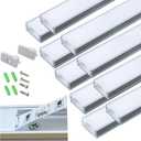 10-Pack Pre-Drilled Countersunk Hole 3.3FT LED Strip U Channel Diffuser, Hacksaw Easy Cut Tight and Flush Mounted Under Cabinet Tape Light Aluminum Low Profile with Screw and End caps (10)