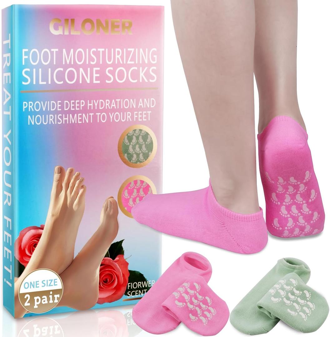 Foot Moisturizing Socks 2Pairs,Silicone Socks for Women,Gel Socks for Foot Care,Silicone Socks for Repairing and Softening Dry Cracked Feet Women-Self Care Gifts