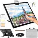 Rechargeable A3 Light Pad for Diamond Painting with Padded Case,Light Board with Stand,3 Colors Stepless Dimmable and 6 Levels of Brightness Light Box for tracing,Drawing,Sketching,Animation