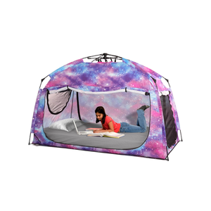 Indoor Instant Privacy Bed Tent for Sleeping, Quick Set-up Bed Canopies, Portable Bed Drapes with Large Space and 3 Doors (Galaxy, Twin)