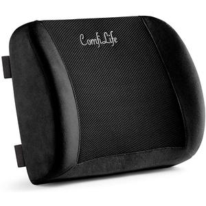 ComfiLife Lumbar Support Back Pillow Office Chair and Car Seat Cushion - Memory Foam with Adjustable Strap and Breathable 3D Mesh (Black)
