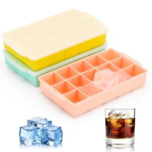 Reespring Silicone Ice Cube Tray, Ice Tray for Freezer with Lid, 3 Pack Ice Cube Trays for Freezer with 45 Flexible Easy Release Ice Trays