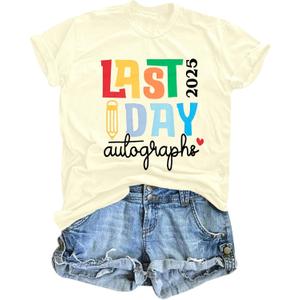Last Day of School Teacher Shirt: Womens Last Day Autographs 2025 T-Shirt School Graduation Casual Short Sleeve Top (Yellow, XL) Last Day of School Teacher Shirt: Womens Last Day Autographs 2025 T-Shirt School Graduation Casual Short Sleeve Top (Yellow, XL)