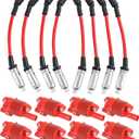 Spark Plug Ignition Wire with Round Ignition Coil Pack UF414 Replacement For Chevrolet Avalanche Corvette Express 2500 3500 Escalade Yukon XL H2 H3 Replace 48322R, 2000208, 12573190, GN10165, 12570616