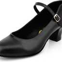 Womens Black Latin Salsa Character Shoes Ballroom Dance Heels Prom Wedding Shoes Dress Pump (8.5)