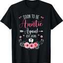 Soon To Be Auntie Again Est 2026 Mothers Day T-Shirt (Black, M)