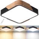 LED Ceiling Light, Flush Mount Ceiling Light Dimmable 36W, Light Fixtures Ceiling Mount with Remote, Wood Modern Ceiling Lamp, Ceiling Lights for Bedroom Kitchen Living Room Hallway,15.7in