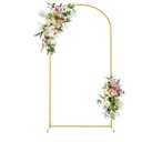 Queension Arch Backdrop Stand 6FT, 2.6x6 FT Metal Wedding Arch Stand with Base for Ceremony, Balloon Arched Backdrop Frame for Birthday Party Baby Shower Celebration Decorations, Gold