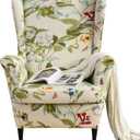 Wingback Chair Cover, Stretch Spandex Wing Chair Slipcovers 2 Piece, Wingback Armchair Sofa Slipcover Super Soft Fabric Furniture Protector with Elastic Bottom for Living Room Bedroom Hotel (Spandex, No03 Spring)