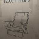 5-Position Low Beach Chair, Portable Lightweight Folding Beach Chair with Wooden Armrests, Storage Pouch & Carry Strap, Coastal Beach Print Reef Indigo