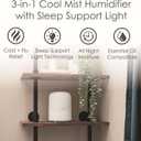 Crane Top Fill Mini Humidifier for Bedroom and Nursery 3-In-1 Essential Oil Diffuser Sleep Light 0.5 Gallon Baby Humidifier