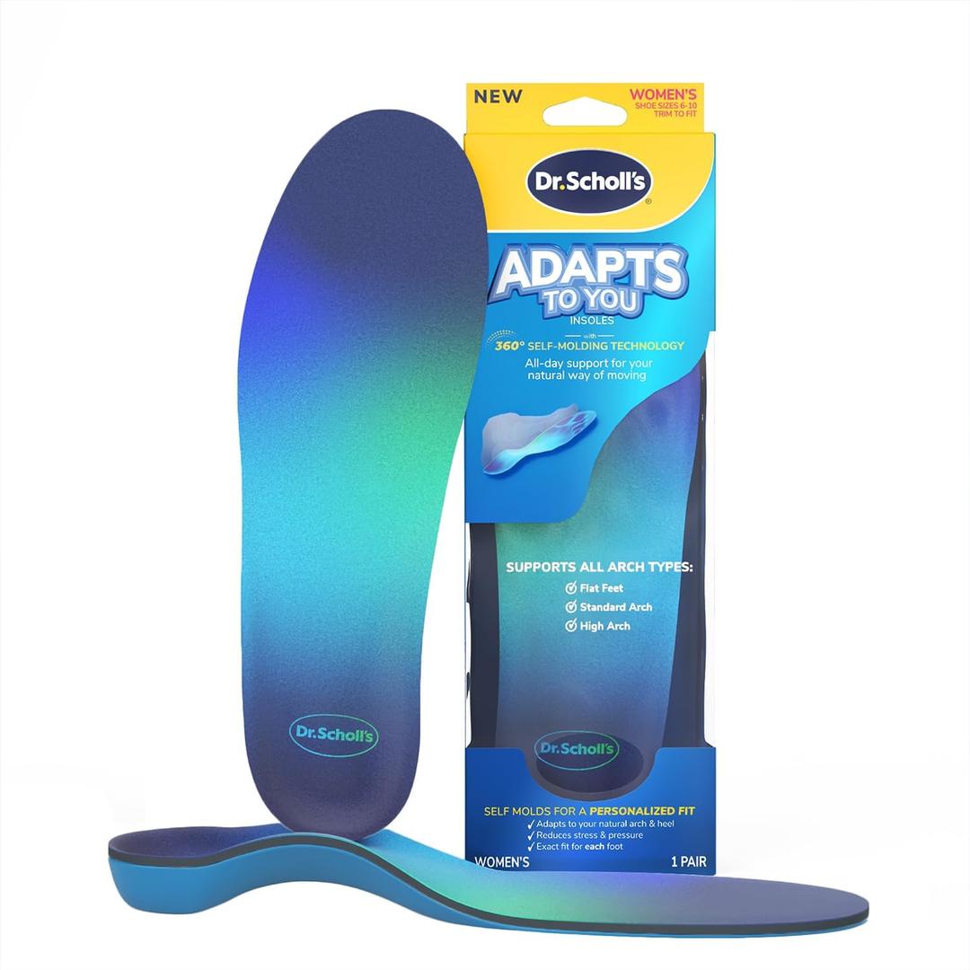 Dr. Scholls Adapts to You Insoles for Women, with Self-Molding Foam Technology  Clinically Proven to Adapt to Your Feet, Flexible Arch Support Inserts, Shock-Absorbing, Podiatrist-Tested, Size 6-10