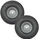 2 PCS Autocessking 15x6.00-6 Tire and Wheel Assembly Front Tires Compatible with Craftsman Riding Mowers Lawn Tractors, 3" centered Hub, 3/4" Bushing (15x6.00-6 with Rim, Silver)