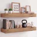 WOPITUES 48" Long Floating Shelves, 3" Thick Rustic Wall Shelves Set of 2