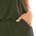 Lacozy Womens Casual Loose Sleeveless Spaghetti Strap Wide Leg Pants Jumpsuit Rompers (Green, M)