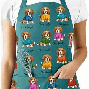 Beagle Aprons for Dog Lover, Adjustable Neck Strap Kitchen Chef Apron