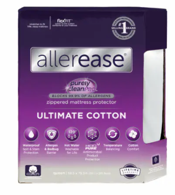 AllerEase Ultimate Cotton Waterproof Mattress Protector - White, Twin