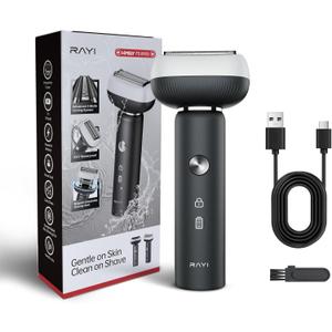 Electric Shaver for Men with Floating Arc 3-Blade, 9000 RPM, Magnetic Head, 1 Hour Fast Type-C Charging can Last for 60 Days, IPX7 Waterproof, Skin-Friendly Blade for Smooth Shaving, Black