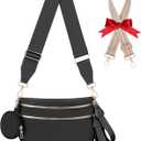 Bum Bags for Women Checkered Crossbody Bag Large Nylon Belt Purse Fanny Packs, Bonus with a Extra Strap