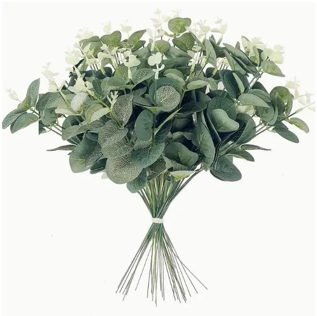 Artificial Eucalyptus Stems with Silver Dollar Leaves, Faux Greenery Branches for Floral Arrangements, Weddings, Christmas and Home Decor