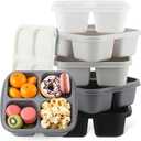 Honeydak 5 Pack Snack Containers 4 Compartment Bento Snack Boxes Reusable Lunchable Containers with Lids Divided Meal Prep Lunch Food Storage Box for School Work Travel(Black and White Ombre,Equal)