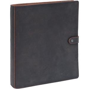 Fan&Ran Leather 3 Ring Binder, 1" Round Rings for 8.5"x11" Paper and Sheet Protectors, Interior Pockets & Snap Closure, Letter Size, Vintage Brown