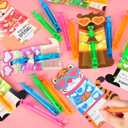 LEASEN 32 Pack Mini Bubble Wands with Valentines Animal Themes Greeting Cards for Kids, Valentine's Day Gifts Classroom Exchange Gift Set, School Prizes Party Favor