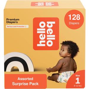 Hello Bello Diapers Assorted Gender Neutral Surprise Pack, Size 1 128ct