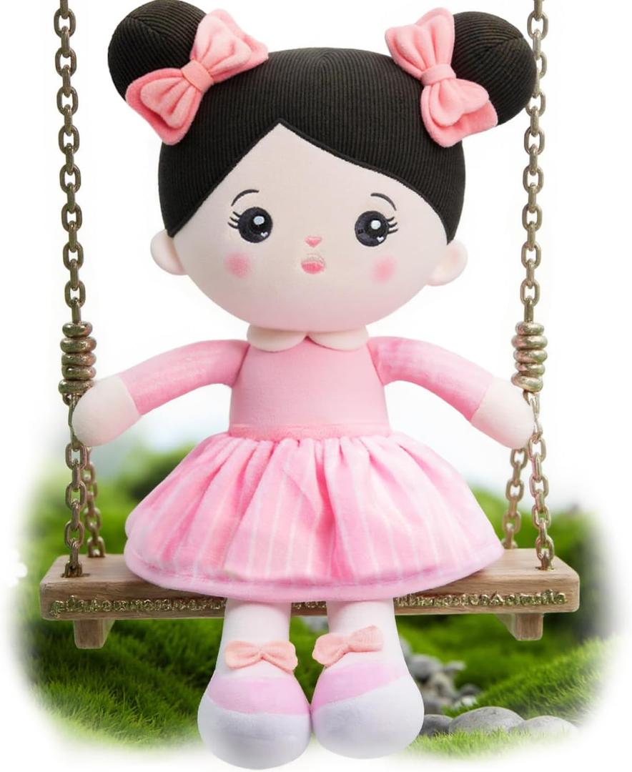OUOZZZ Soft Plush Baby Doll 12.6 Inch, Asian Black Hair Snuggle Buddy | Perfect Birthday Toy & Gift for 1 Year Old Girls, Cuddly Companion Suitable for Infants & Toddlers