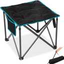 FUNDANGO Oversized Camping Stool for Adults, Thick Padded 18.1 Inch Folding Ottoman Foot Rest, 440 Lbs Heavy Duty Outdoor Camp Chairs with Anti-Slip Foots & Carry Bag for Fishing Lawn Travel (Black)