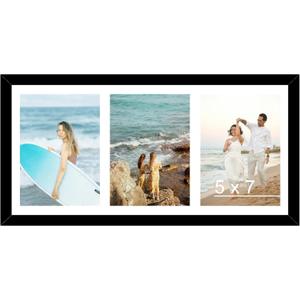 JCJMY 8x16 Picture Frame, 5x7 Collage Picture Frame, Display 3 Pcs 5x7 Photos or 8x16 Picture, 3 Opening 5x7 Collage Frame for Wall Hanging or Tabletop, Lightweight 5 x 7 Multi Photo Frame, Black