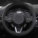 West Llama Car Steering Wheel Cover for Mazda 3,5,6,CX-3,CX-5,CX-30,CX-50,CX9,CX-9,MX-5 Miata,CX-7,RX-8,14.5-15 inches(Black-Standard Size)