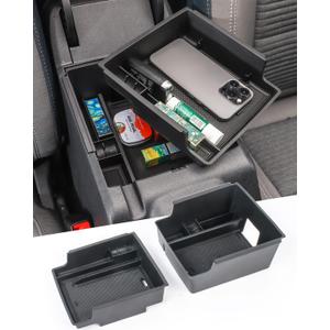 Savadicar Center Console Organizer – 2PCS Armrest Storage Tray for 2021 2022 2023 2024 Ford Bronco (Not for 2025 Version and Sport models), ABS Three-Tier Divider Insert, Black Interior Accessory