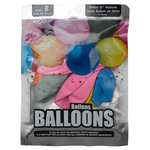Jacent 12" Party Balloons (assorted colors, 12 count): 2 packs / 24 balloons