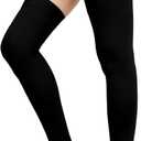 Thigh High Compression Socks Women, 20-30mmHg Compression Stockings for Women Men, Closed Toe Graduated Compression Socks with Silicone Band for Varicose Veins, Edema, Post-Surgery (Medium, Black)