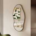 Wavy Wall Mirror -55''24'' Irregular Wall Mirror Decorative Alloy Framed Mirrors Abstract Artistic Mirrors Wavy Mirror for Cloakroom/Bedroom/Living Room/EntrywayBlack