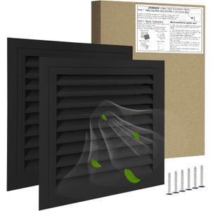 20"*20" Gable Vent,Aluminum Alloy Wall Vent Shed Vents,with Removable Strainer and 180 Degree Opening Angle.Ideal for Attic,Shed,Garage,Play House,Coop.[Inside Dimensions:17.7"w X 17.7"h]-Black 2 Pack