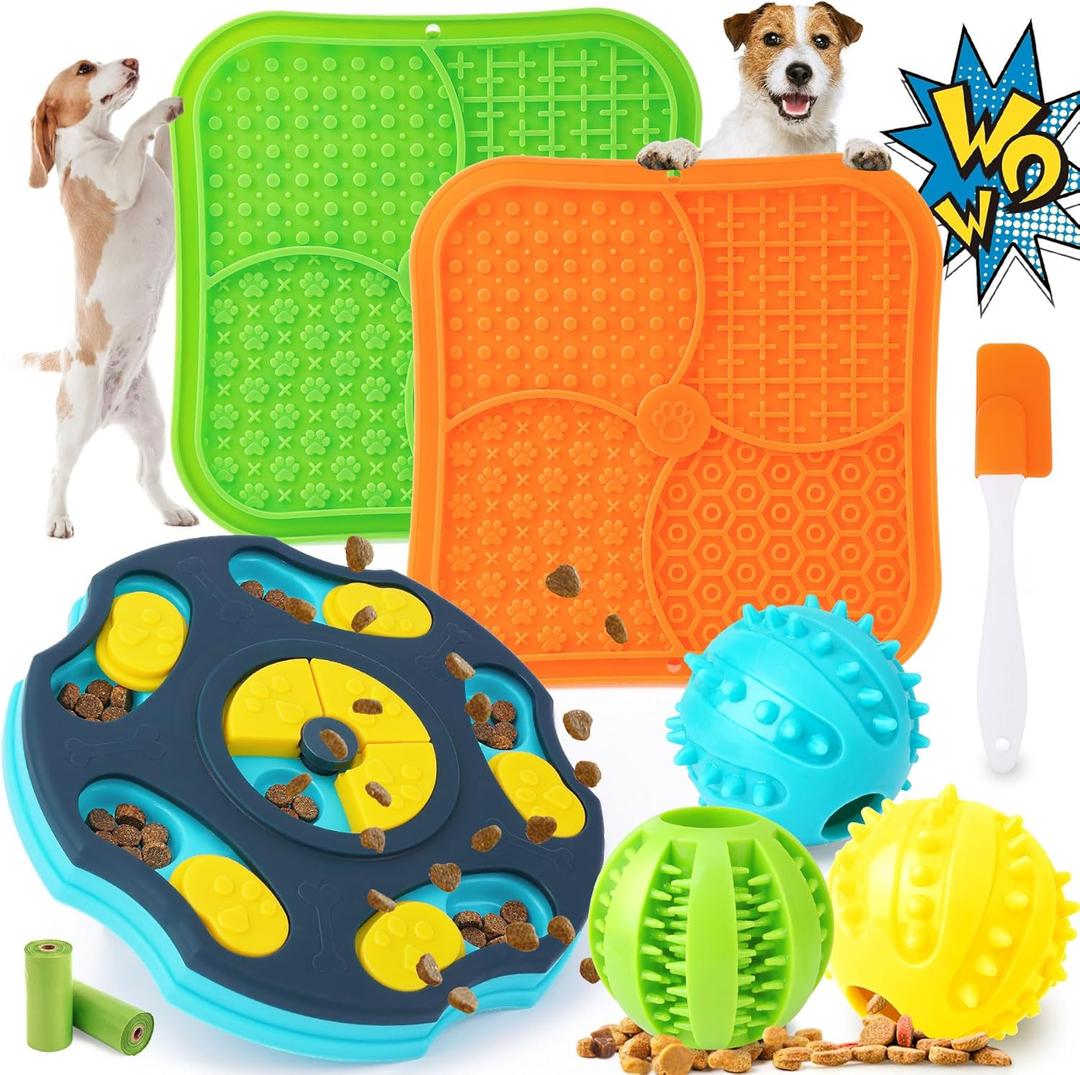 Pack of 9 All-Around Dog Puzzle Toy Set -Mentally Stimulating Dog Enrichment Toys for Small to Medium Smart Dogs, Includes Dog Lick Mat with Suction Cups