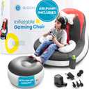 Inflatable Gaming Chair for Kids  Supports Up to 300 lbs, Includes Air Pump, Cup Holder, 2 Pockets  Durable Bean Bag Seat, Comfy Kids Gaming Chair & Top Gamer Chairs for Kid Room (Red,charcoal Green)