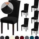 Stretch Dining Room Chair Covers Set of 6, Washable Chair Covers for Dining Chairs, Hotel, Ceremony, Party, Banquet (XLarge-6 Pcs, .Black)