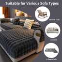 Faux Fur Couch Cover, Soft Warm Plush Sofa Couch Cover, Non Slip Sectional Sofa Slipcovers for L Shaped, Washable Furniture Protector for Kids, Dogs(Dark Gray, 36"x 83")