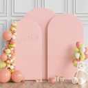 Wokceer Wedding Arch Cover (7.2FT, 6.6FT, 6FT) Set of 3 Spandex Fitted Wedding Arch Stand Covers for Round Top Chiara Arch Backdrop Stands Cover for Birthday Party Ceremony Banquet Decor Pale Pink